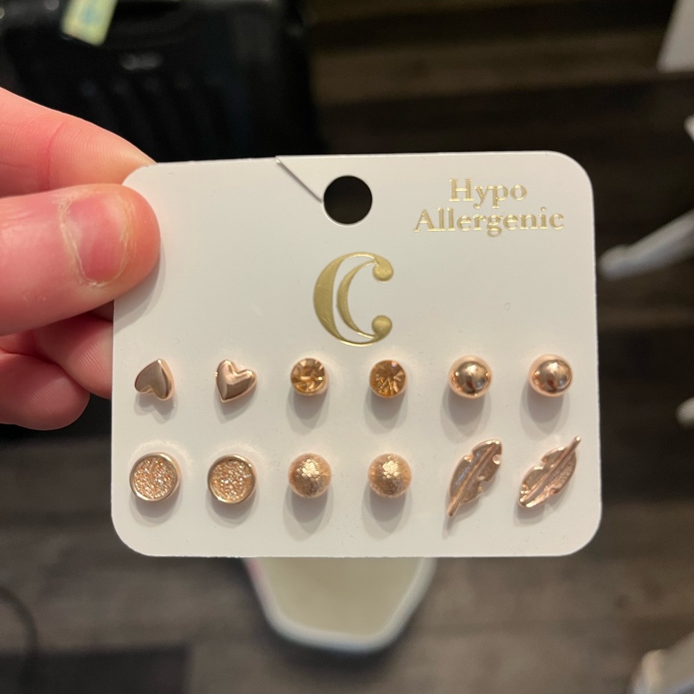 Earring 6 pack rose gold - hypo allergenic